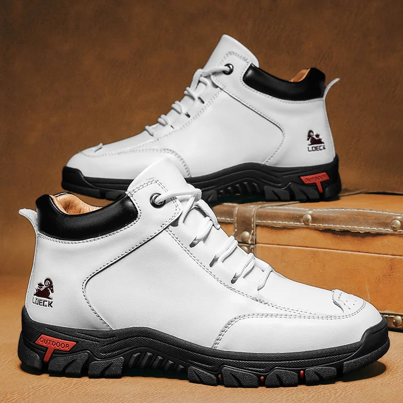High-Top Men's Hiking Boots for Outdoor Driving Camping Picnic - Durable Comfortable Men's Mountain Climbing Shoes