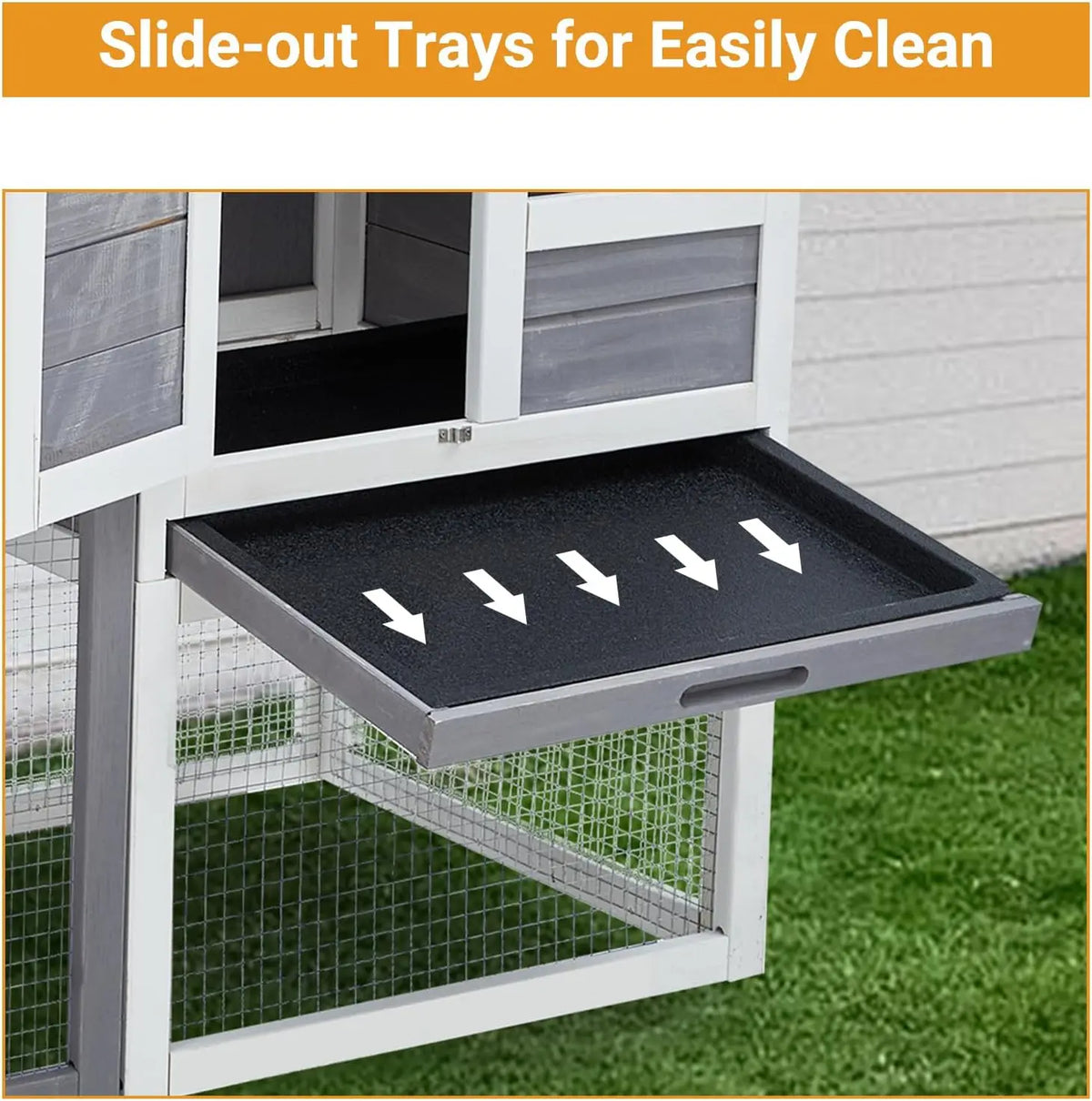 Garvee 48" 2‑Story Wooden Bunny Hutch Indoor 2-Tier With 3 Removable Trays Rabbit Cage Waterproof Roof Bunny House Outdoor Coop For Pig Small Animal Outdoor