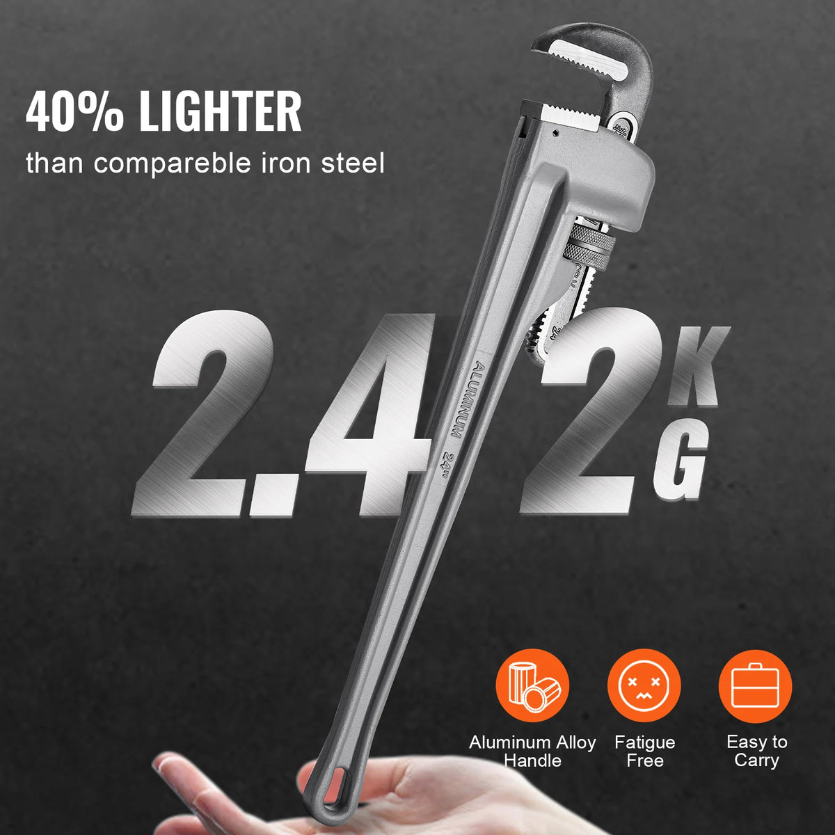 SucceBuy Pipe Wrench Aluminum Straight Pipe Wrench Adjustable Plumbing Wrench High Strength Jaw & Ergonomic Handle Automotive