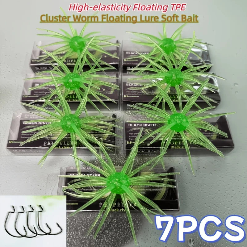 7Pcs 11cm/8.7g Sea Urchin Fishing Lures TPE Soft Bait Silicone Baits For Bream Sea Bass Mandarin Fishing Tilapia Trout