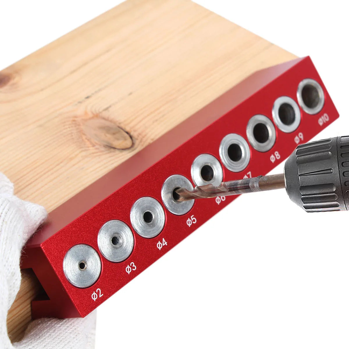 Woodworking 2/3/4/5/6/7/8/9/10mm Vertical Pocket Hole Doweling Jig Log Tenon Self-Centering Drilling Guide Punching Hole Locator