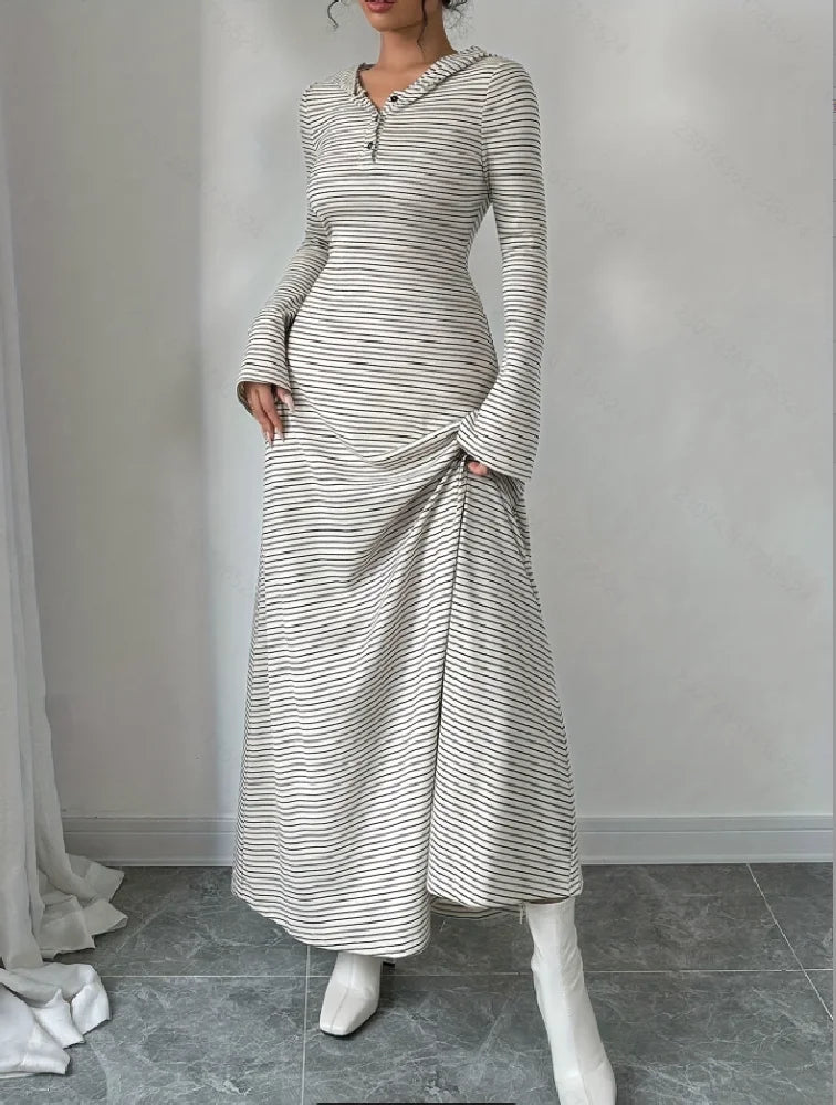 Fashionable Elegant Autumn Winter Plaid Hooded Dress for Women Commute Workwear New Arrival