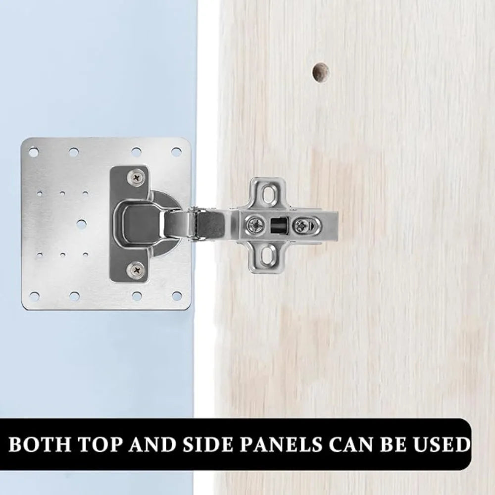 2-100Set Cabinet Hinge Repair Plate Kit Stainless Steel Door Hinge Mounting Plate Cabinet Door Hinges Repair Mount Tool