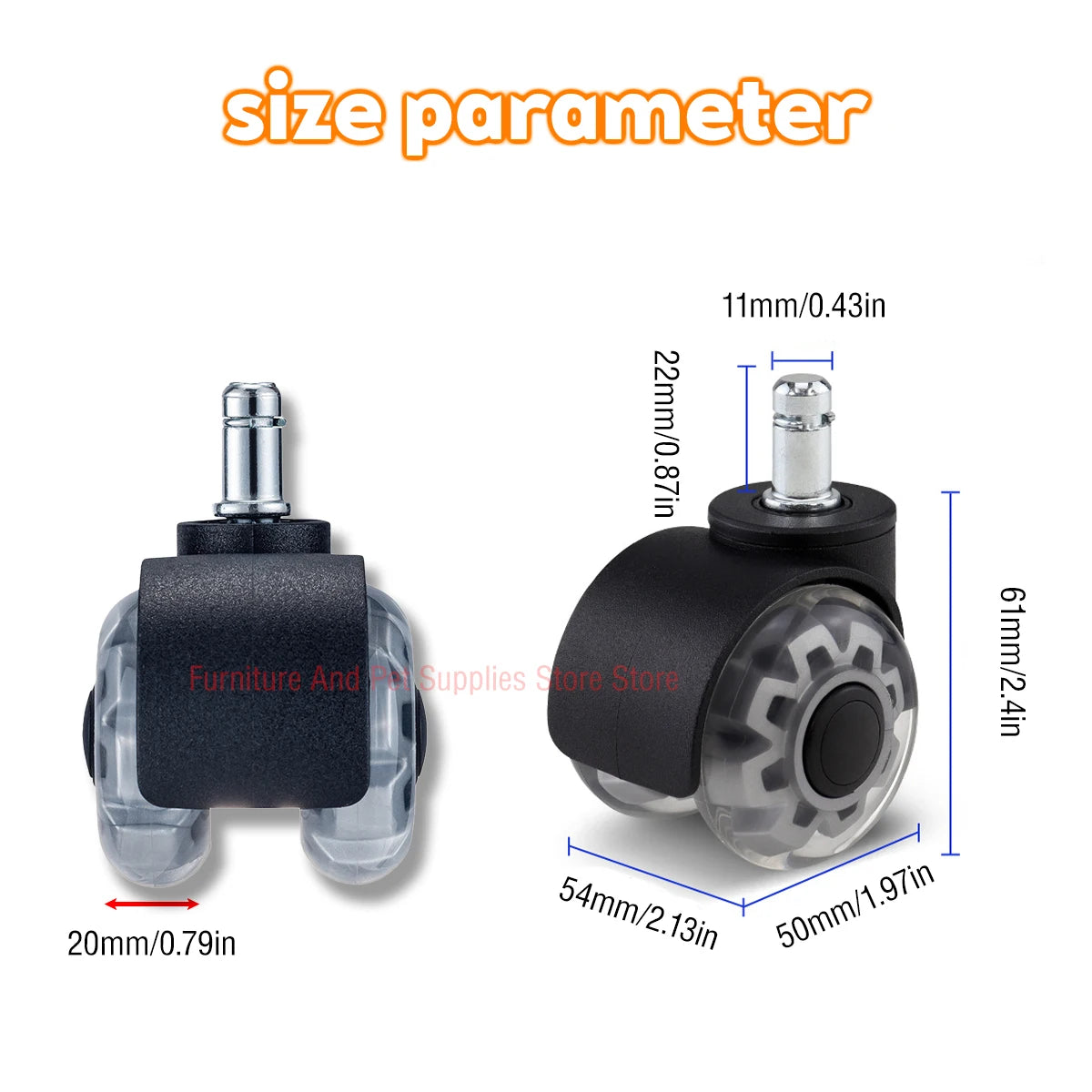 1-5PCS Universal Mute Wheel Office Chair Caster Swivel Rubber Soft Safe Rollers Furniture Hardware Chair Wheels for Desk Office