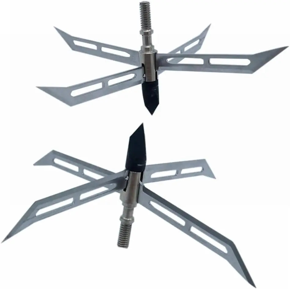 6PK Turkey Hunting Broadheads 4 Fixed Stainless Steel Blade Archery Arrowhead 150 Grain Hunting Tips