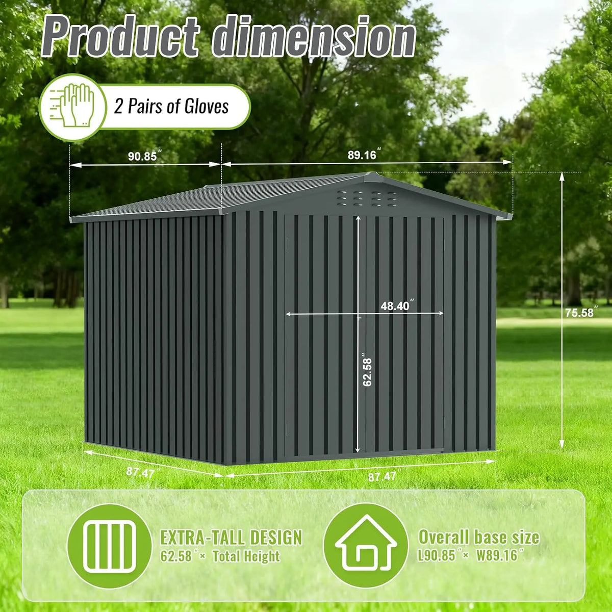 8 X 8 FT Metal Outdoor Storage Shed, Waterproof Garden Utility Shed with Lockable Door, All-Weather Storage Shelter for, Custom