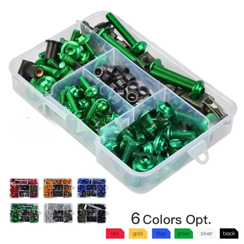 177pcs Aluminum Windscreen Screws Colorful Fasteners Screws Set Motorcycle Fairing Bolt Kit Motorcycle Modified Parts