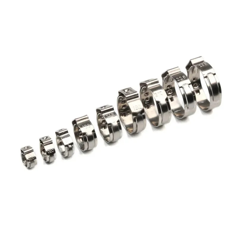 130pcs Single Ear Stepless Hose Clamps 5.8-21mm 304 Stainless Steel Hose Clamps Cinch Clamp Rings or 1PC Hose Clip Clamp Pliers
