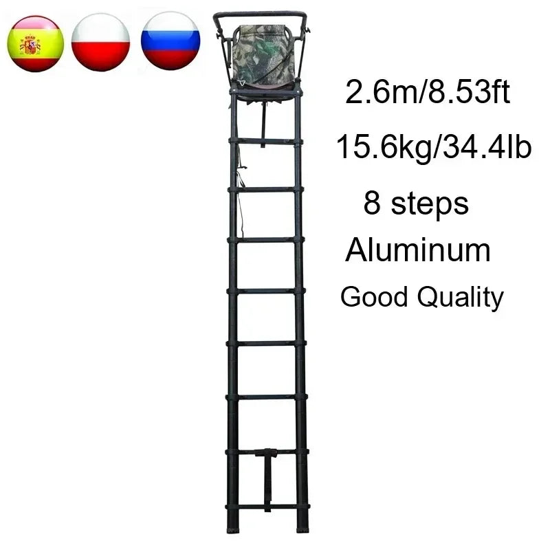 【Premium】z For SC02 Hunting Telescopic Tree Stand Ladders 2.6M Fold Le Tree Stand Seats Aluminum Hunter Chair Stand Animals Obse