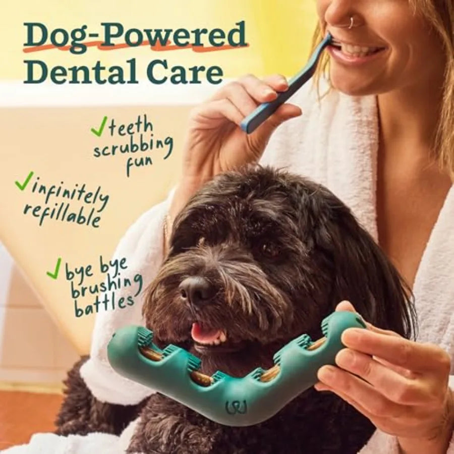 The Bite n' Brush - Dog Toothbrush Toy - Scrub Plaque and Tartar from Your Dog's Teeth and Mouth - Dog Dental Toy for Gentle Ch