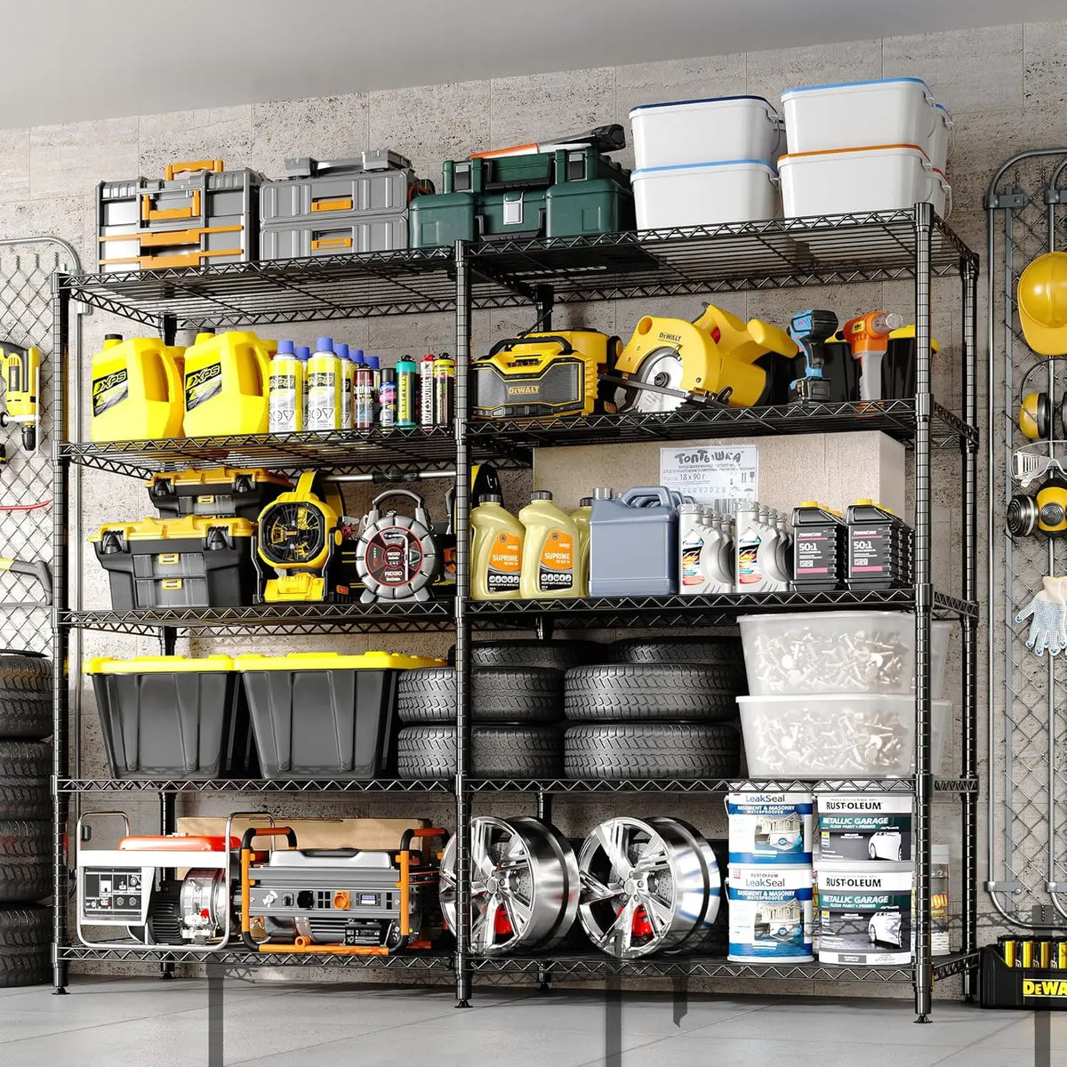 Storage Shelves 5-Tier 1325LBS Load Metal Garage Shelving Adjustable Heavy Duty Shelving Unit for Home Kitchen Office Garage 70.8" Wx15.8 Dx70.5 H