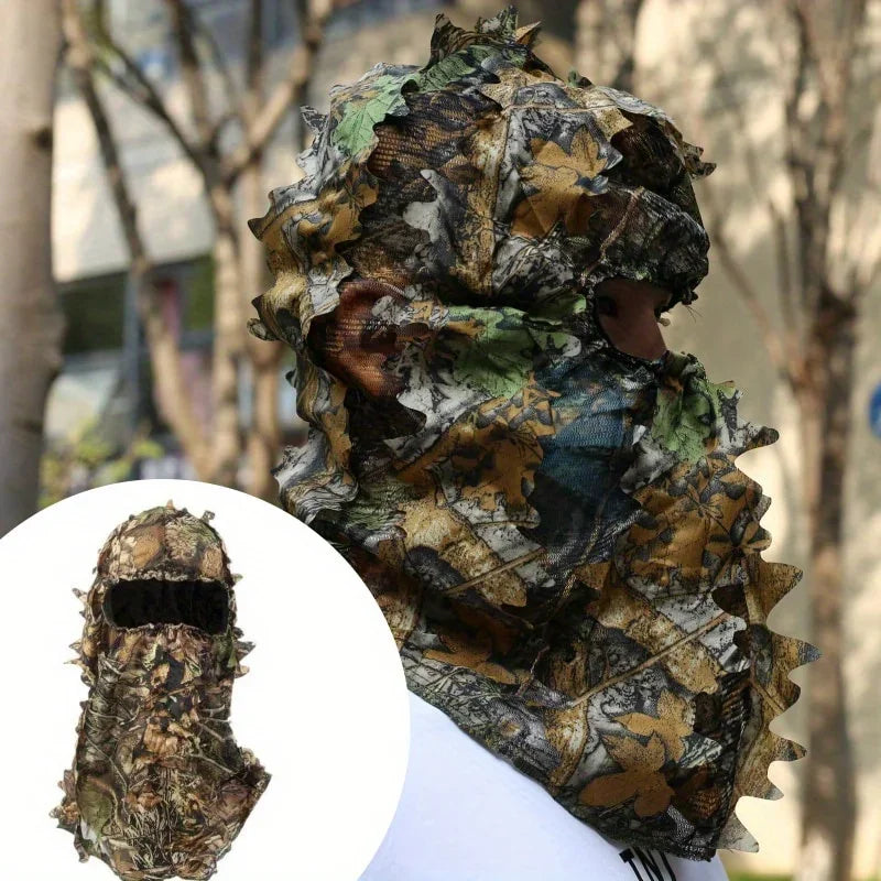 3pcs Suit Camouflage Leafy Hat 3D Full Face Mask Headwear Turkey Camo Hunter Hunting Accessories