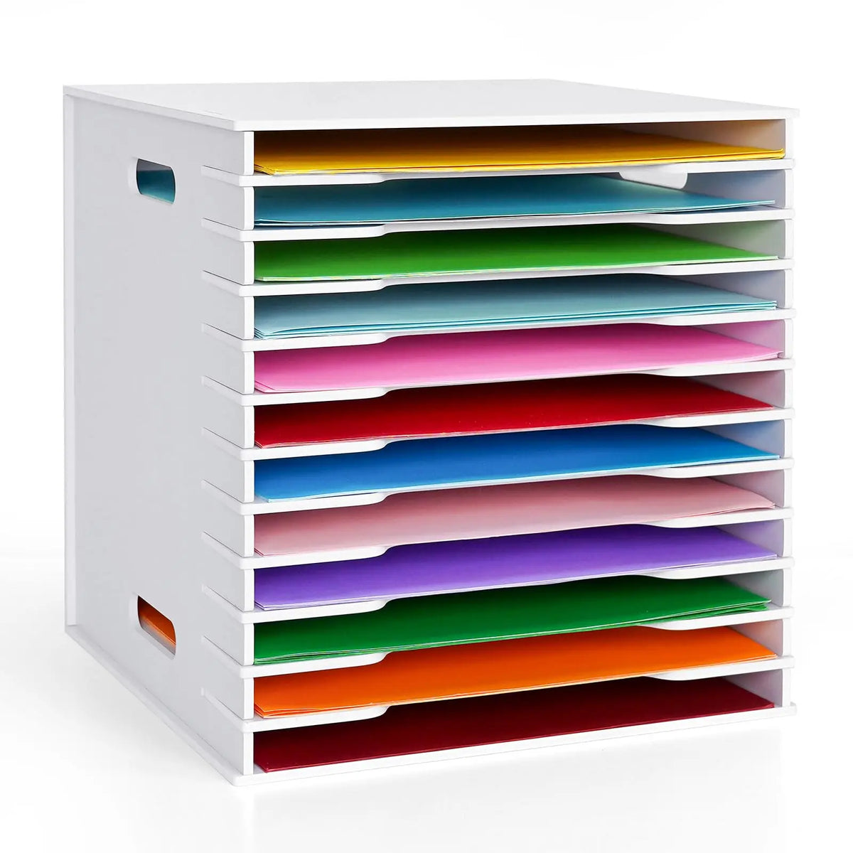 Magazine Rack 12 Tier Pvc Literature Organizer 13x12.2x13 Inch Adjustable Shelves For Home Office Classroom