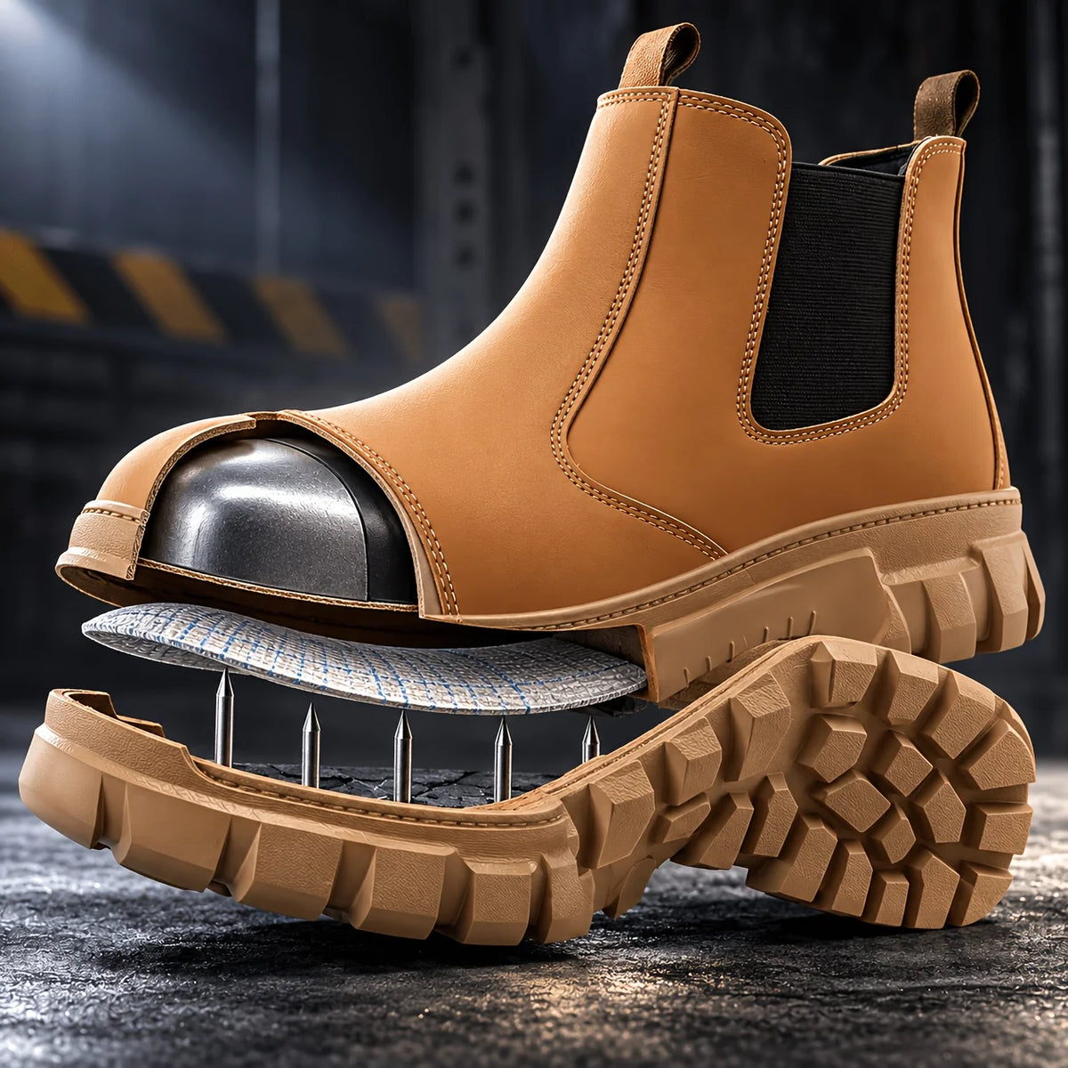 LAVSHEE Men's Anti-Kick Puncture Resistant Work Safety Shoes Steel Toe Cap Industrial Boots