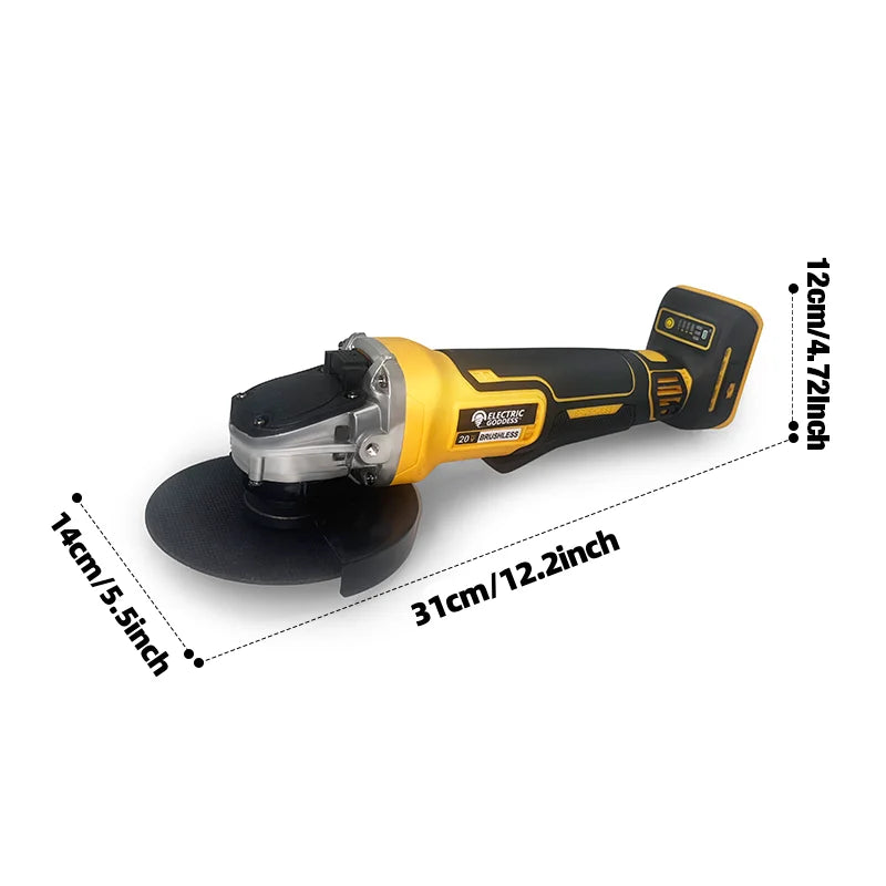 100/125mm Brushless Angle Grinder Metal Polishing 4 Gears Cordless Grinding Machine Power Tool For Dewalt 20v Battery Pins