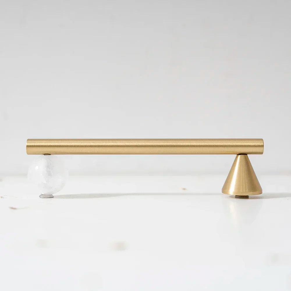 Natural Crystal + Brass Furniture Handles for Kitchen Cupboard Drawer Pulls Home Decor/ Pink Cabinet Hardware Decorative Knob