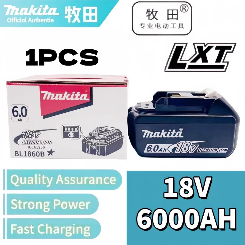 Genuine Makita 18V LXT 6.0Ah Li-ion Rechargeable Battery, Replacement for BL1840 BL1850 BL1860 Power Tool Battery