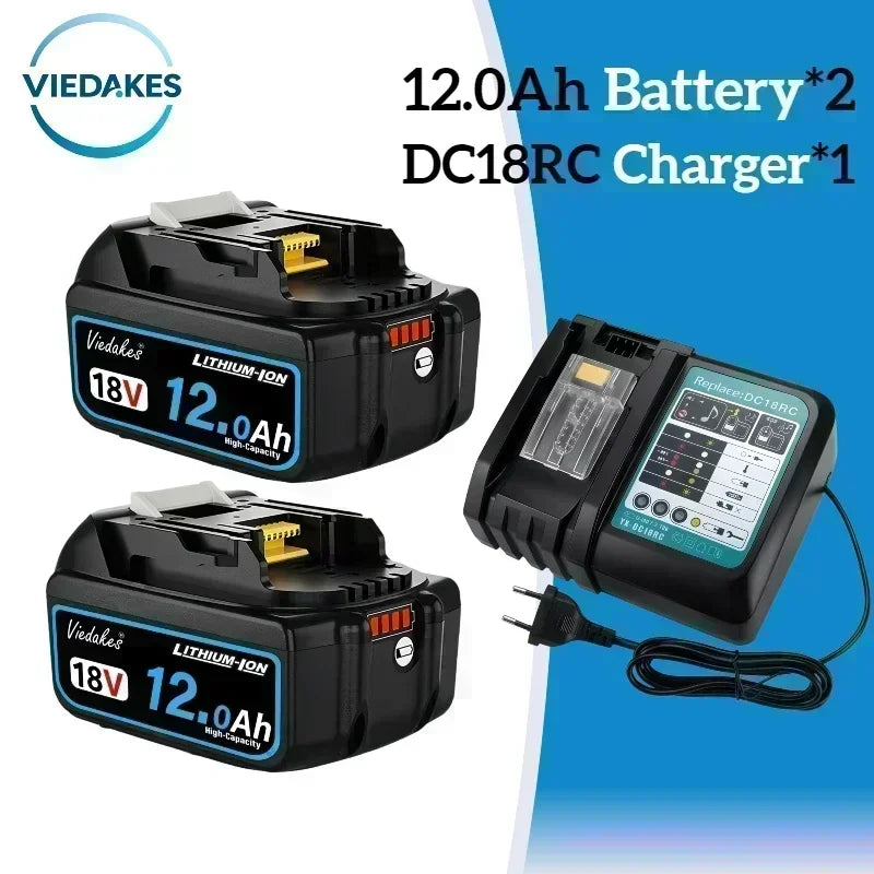 New 18V 12.0Ah Rechargeable Battery, for Makita Drill DGA404 DTW700 DHR202 DJV182 DDF487 Power Tool Battery, for Makita Battery