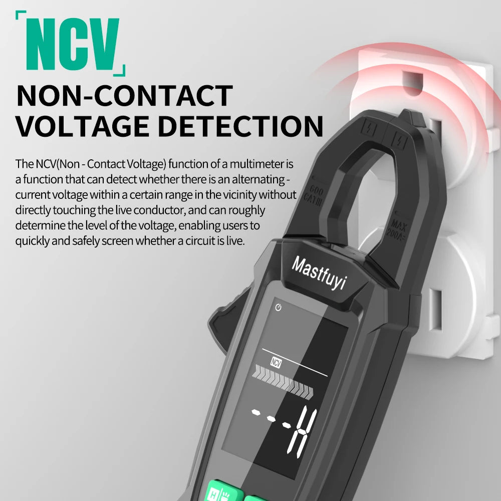 MASTFUYI AC Current Clamp Meter Digital 10000 Count Multimeter Ammeter Voltage Tester Car Amplifier Hz Capacitance NCV Ohm Tool
