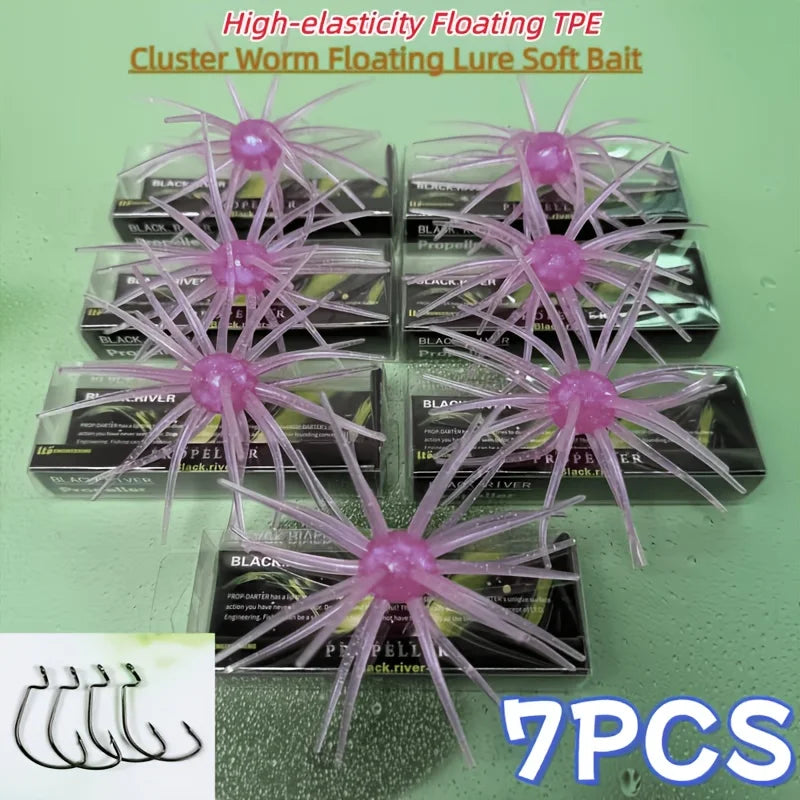 7Pcs 11cm/8.7g Sea Urchin Fishing Lures TPE Soft Bait Silicone Baits For Bream Sea Bass Mandarin Fishing Tilapia Trout