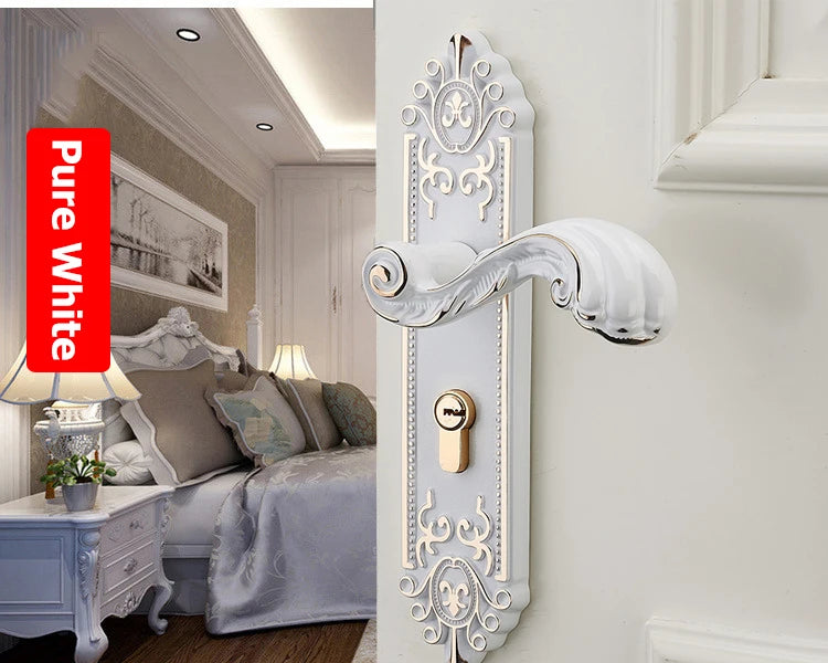 European Style Mute Room Door Lock Handle Fashion Interior Door Knobs Lock Luxurious Anti-Theft Gate Lock Furniture Hardware