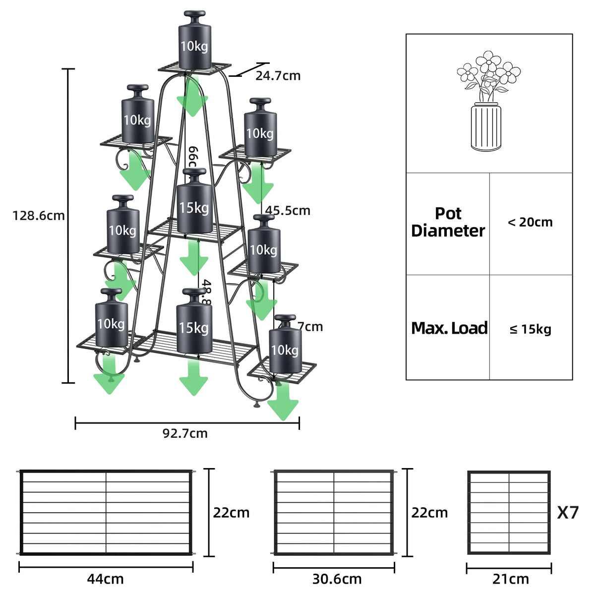 Various Styles Wood/Metal Plant Stand Flower Pots Display Holder Garden Shelf Shelving for Patio Balcony Living Room