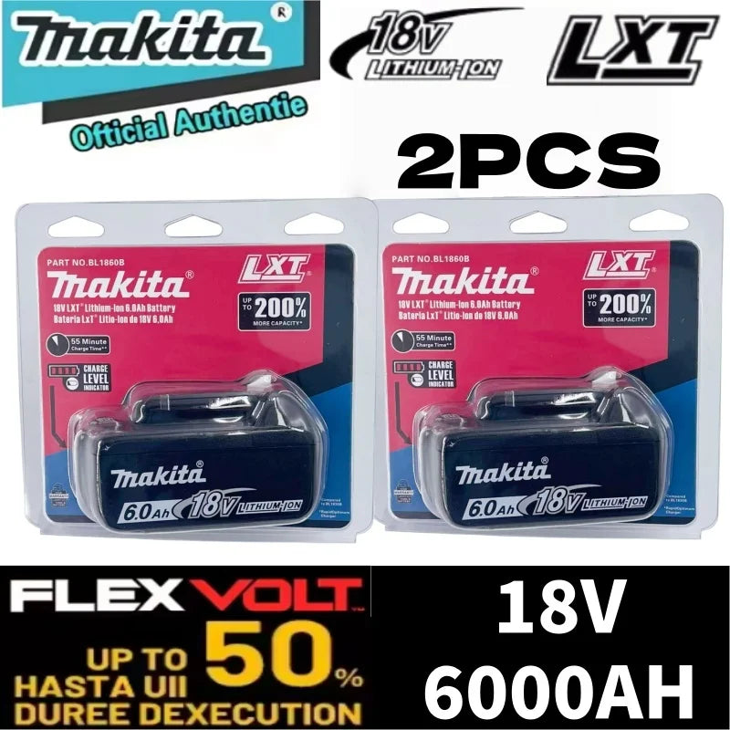 Genuine Makita 18V LXT 6.0Ah Li-ion Rechargeable Battery, Replacement for BL1840 BL1850 BL1860 Power Tool Battery