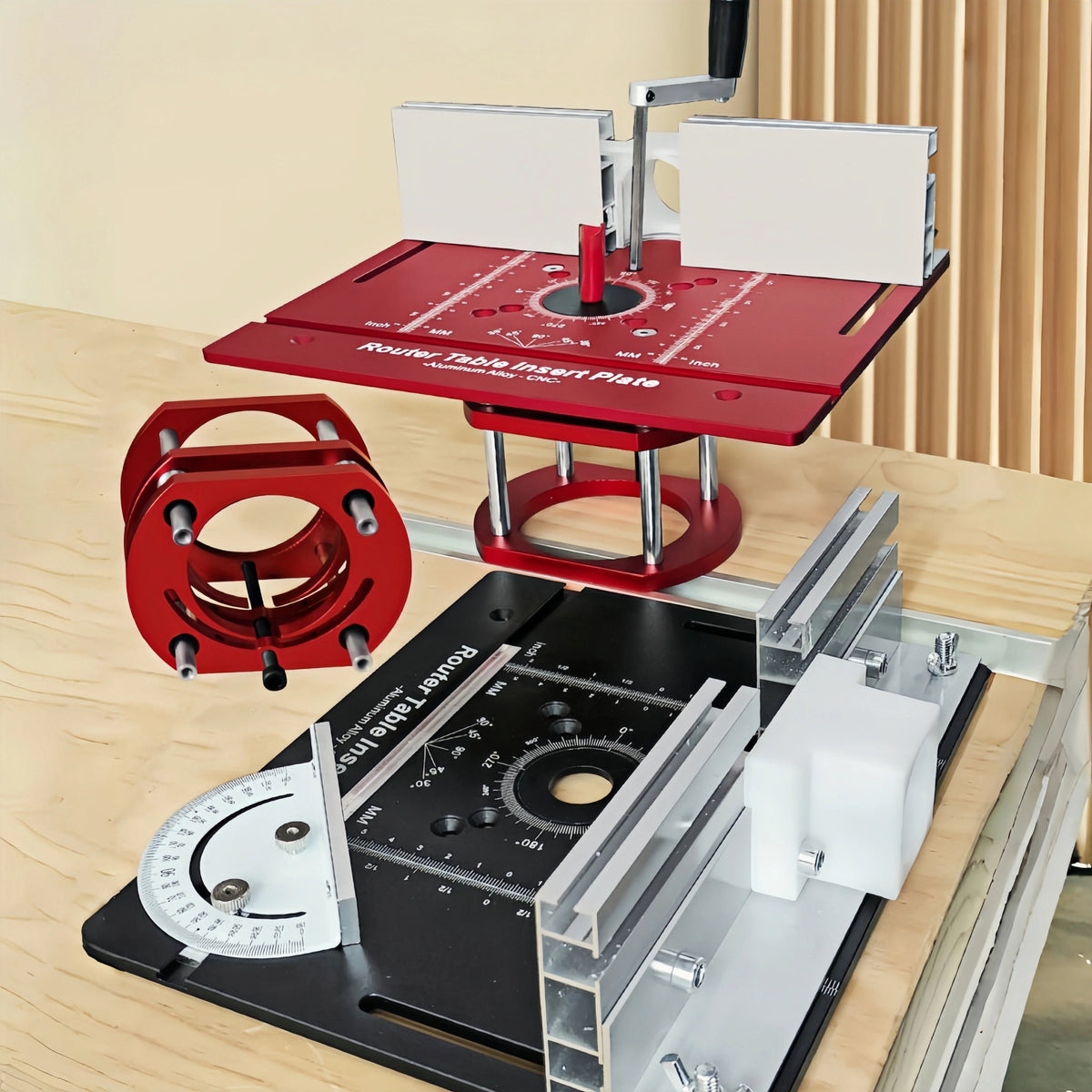 New Router Table Insert Plate Set, Router Lifts for Router Table Insert Plate for Woodworking Slotting Trimming Chamfering Table