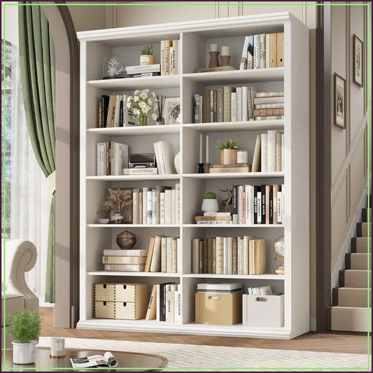 Wooden Bookcase and Bookshelf, 71.8" L x 47.2" W, Freestanding Storage Unit for Home Office