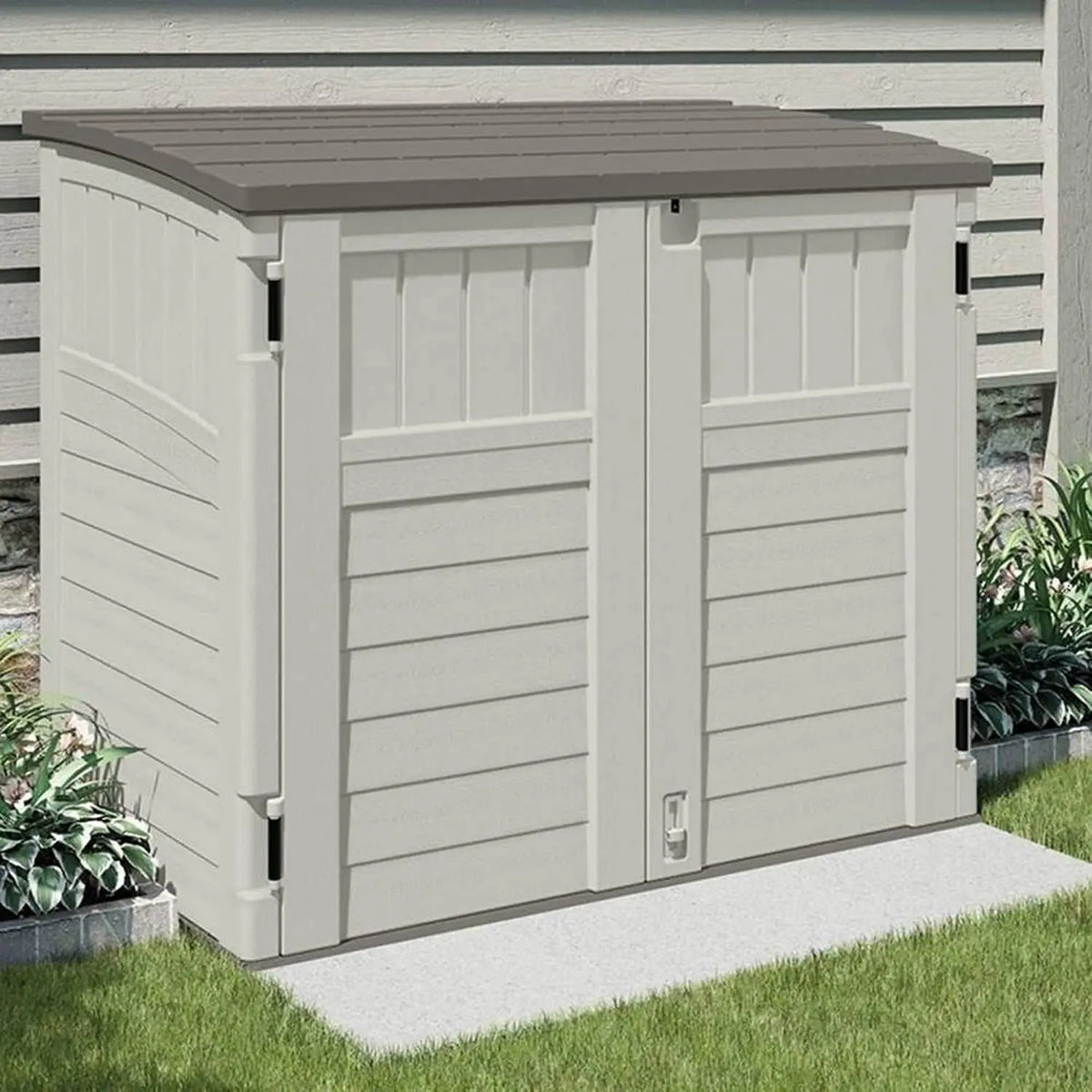 2 Pack 34 Cu Ft Capacity Horizontal Outdoor Storage Shed for Garbage Cans, Garden Accessories, Backyard, and Patio Use,, Custom