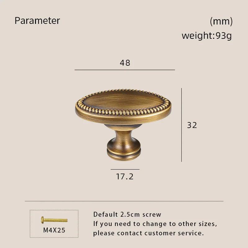 Dooroom Solid Brass Furniture Handles French Vintage Design High QualityAbinet Knobs Cabinet Drawers T-bar Handle Knob