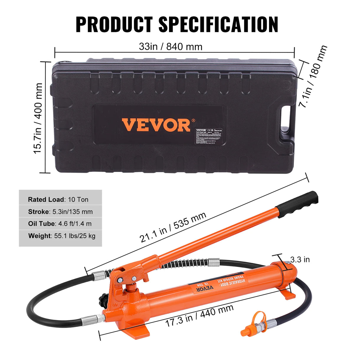 SucceBuy 4/10/12/20 Ton Power Hydraulic Cylinder Jack Autobody Frame Repair Tool Kit Automotive Truck Lifting  Heavy Equipment