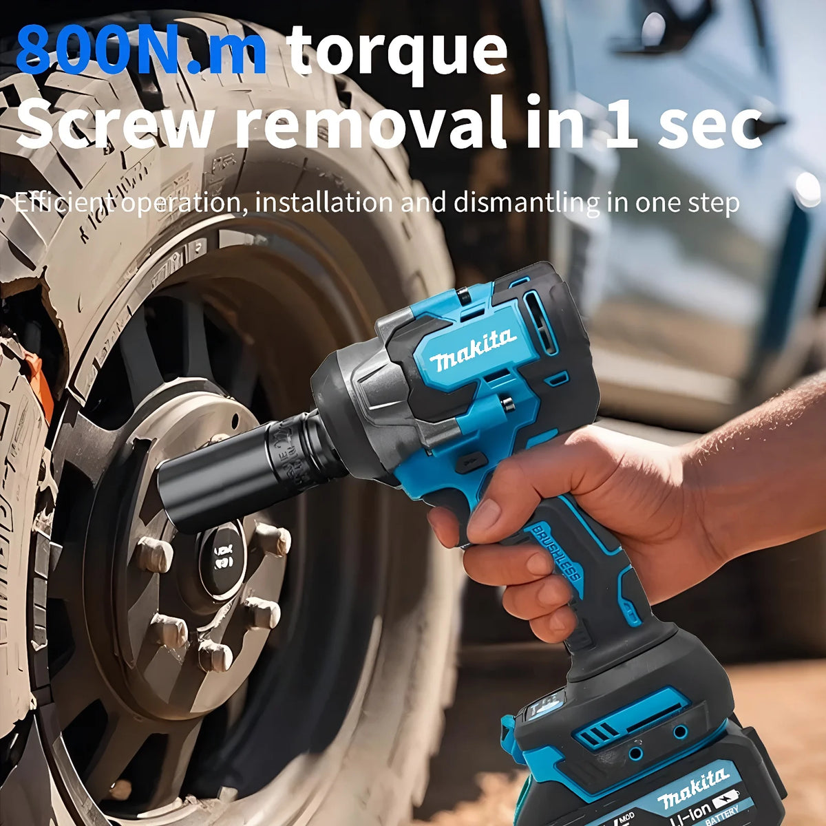 Makita 18V 800Nm Brushless Impact Wrench Cordless High Torque Electric Power Tool for Large Vehicle & Equipment Maintenance