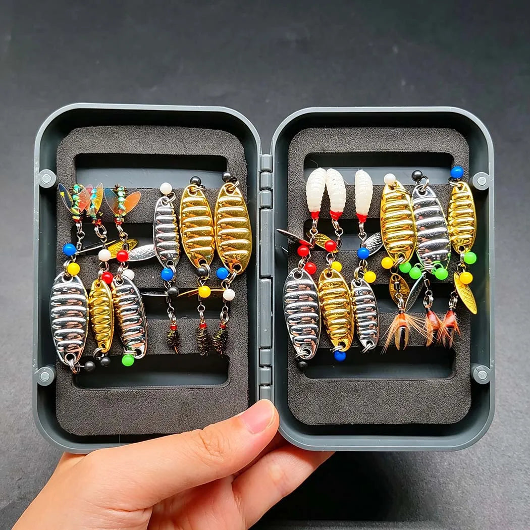 2 Boxes Bundle(Total 36Pcs Flies)Artificial Fly Fishing Flies Kit-Size #10-#16 -Dry Wet Fly Fishing Sequin Lures for Trout Salmon