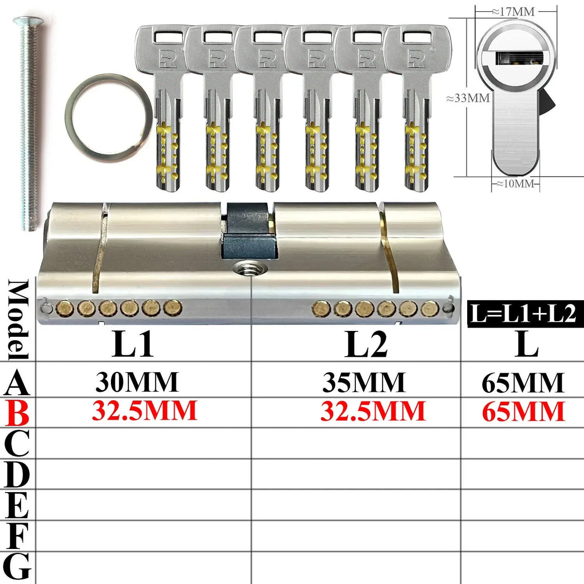 Double clutch lock cylinder, keys can be used at both ends of the lock cylinder at the same time.forgot to remove the key