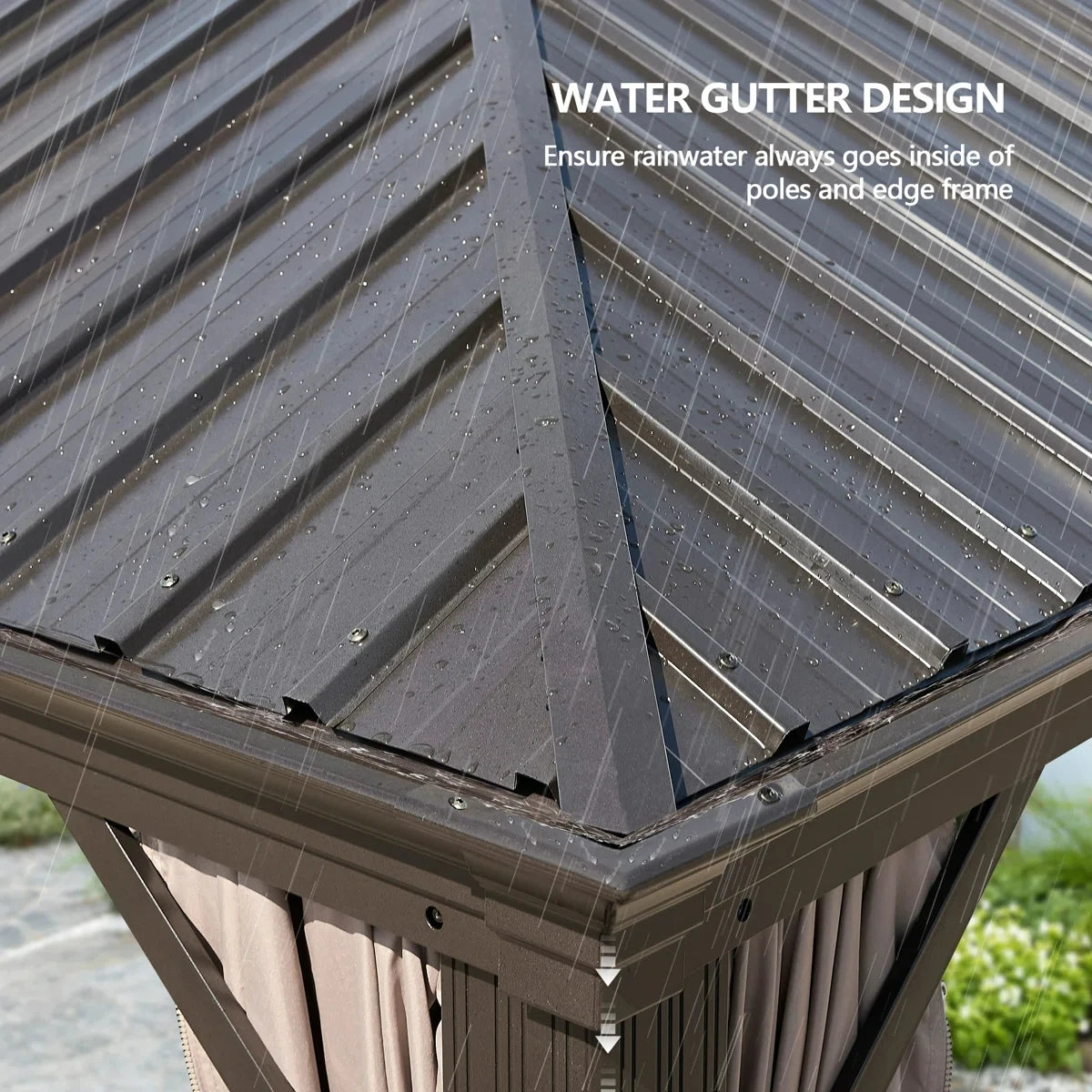 Heavy Duty Aluminum Hardtop Gazebo Galvanized Steel Double Roof Waterproof Wind UV Resistant Easy Install Garden Patio Backyard