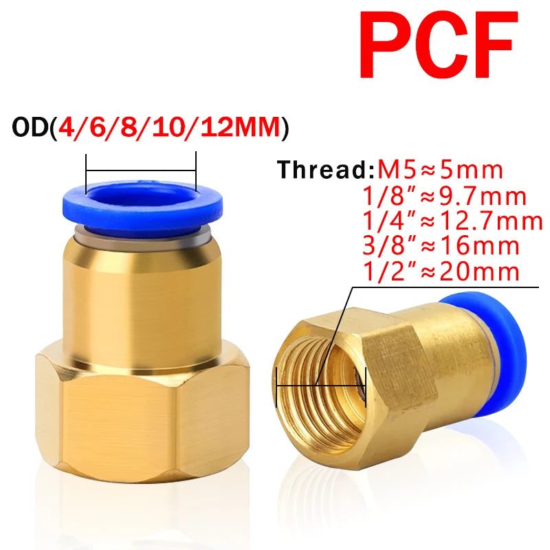 20/50PCS Pneumatic Air Connector Fitting PC/PCF/PL/PB/SL 4mm 6mm 8mm Thread 1/8 1/4 3/8 1/2 Hose Fittings Pipe Quick Connectors