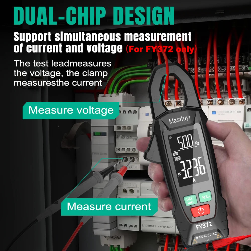 MASTFUYI AC Current Clamp Meter Digital 10000 Count Multimeter Ammeter Voltage Tester Car Amplifier Hz Capacitance NCV Ohm Tool