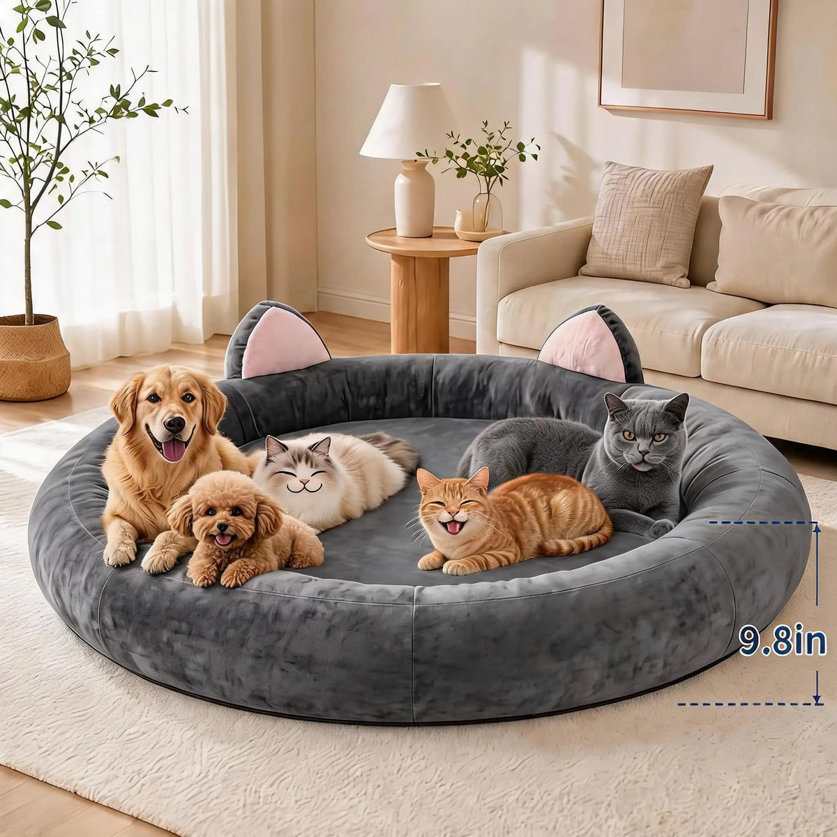 XXL Orthopedic Memory Foam Dog Bed 70x70x9.8in For Large Senior Dog, Waterproof Liner, Washable Cover, Non-Slip Base, Pet Couch