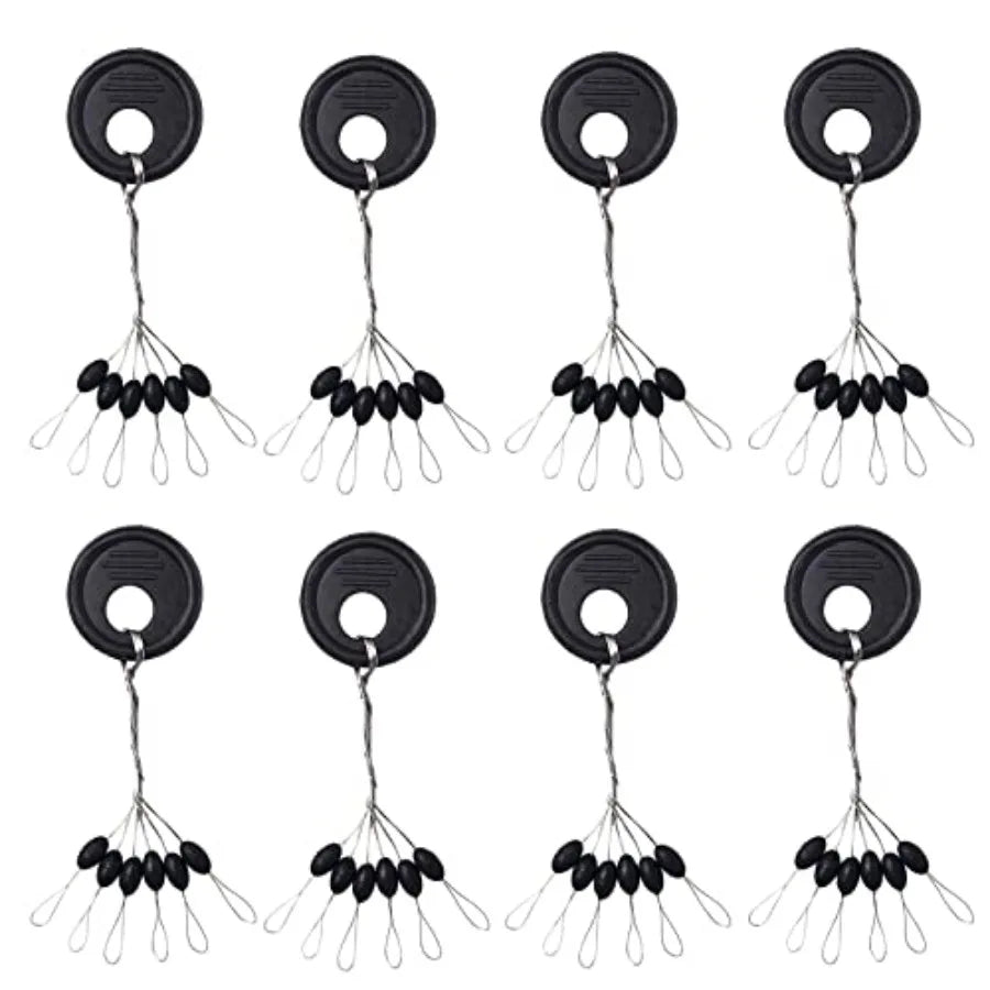 600/800 Pcs Fishing Rubber Bobber Beads Stopper 6/8 in 1 Black/White/Red Oval Column for Rigging Float Positioning Size S M L