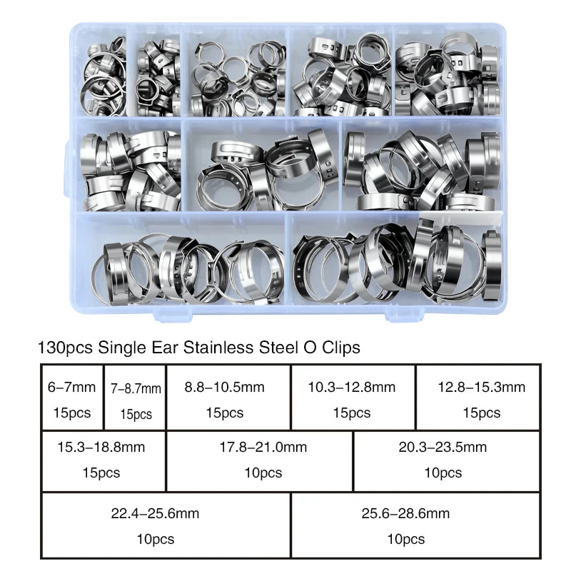 Automotive Ratchet CV Joint Clamp Pliers Air Water Hose Fixing Tool with Ratcheting Design for Crimping Stainless & 130pcs clamp