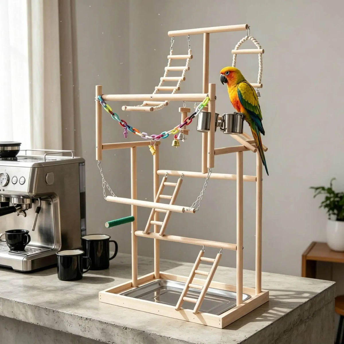 Bird Play Stand Platform Ladder Training Gym Parrot Playground Enrichment Perch for Cage Accessories