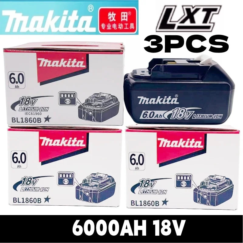 Genuine Makita 18V LXT 6.0Ah Li-ion Rechargeable Battery, Replacement for BL1840 BL1850 BL1860 Power Tool Battery