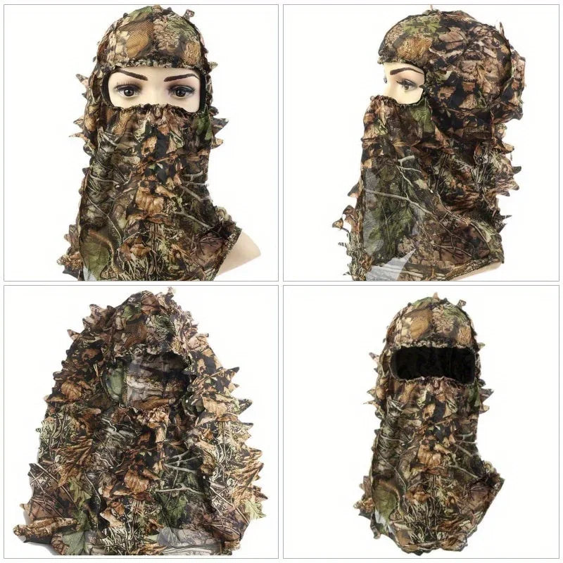 3pcs Suit Camouflage Leafy Hat 3D Full Face Mask Headwear Turkey Camo Hunter Hunting Accessories