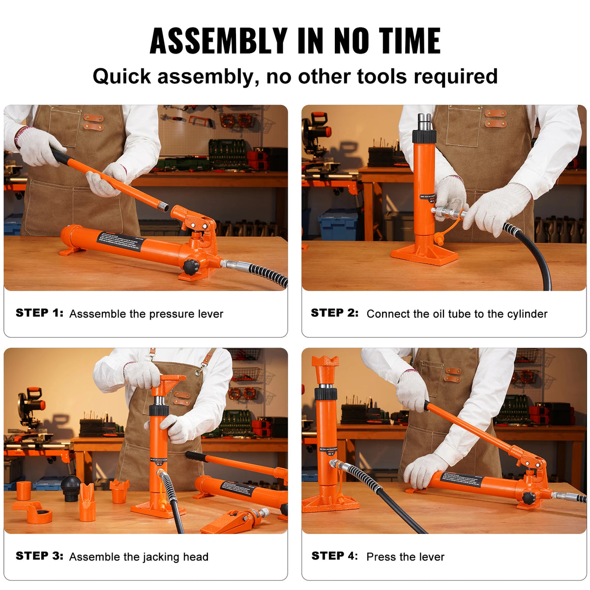 SucceBuy 4/10/12/20 Ton Power Hydraulic Cylinder Jack Autobody Frame Repair Tool Kit Automotive Truck Lifting  Heavy Equipment