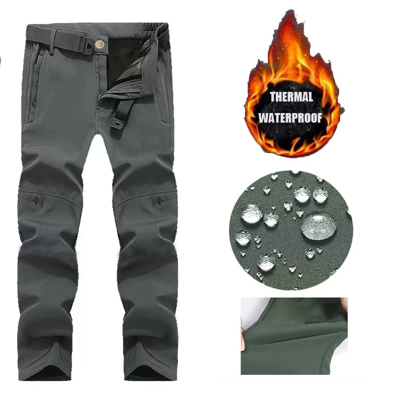 Men's Winter Autumn Fleece Sharkskin Waterproof Tactical Military Camping Hiking Jackets Climbing Hunting Coats Combat Pants
