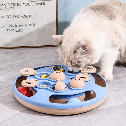 Dog Puzzle Toy Treat Dispenser, Non-Slip Slow Feeder Bowl Food Safe Plastic BPA Free, Interactive Enrichment Toy Mental Stimulation Boredom Relief for Dogs Cats Puppy Kitten