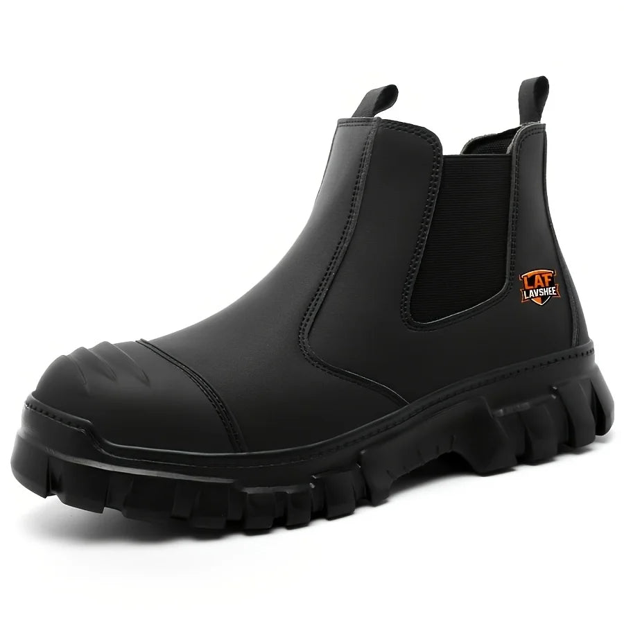LAVSHEE Men's Anti-Kick Puncture Resistant Work Safety Shoes Steel Toe Cap Industrial Boots
