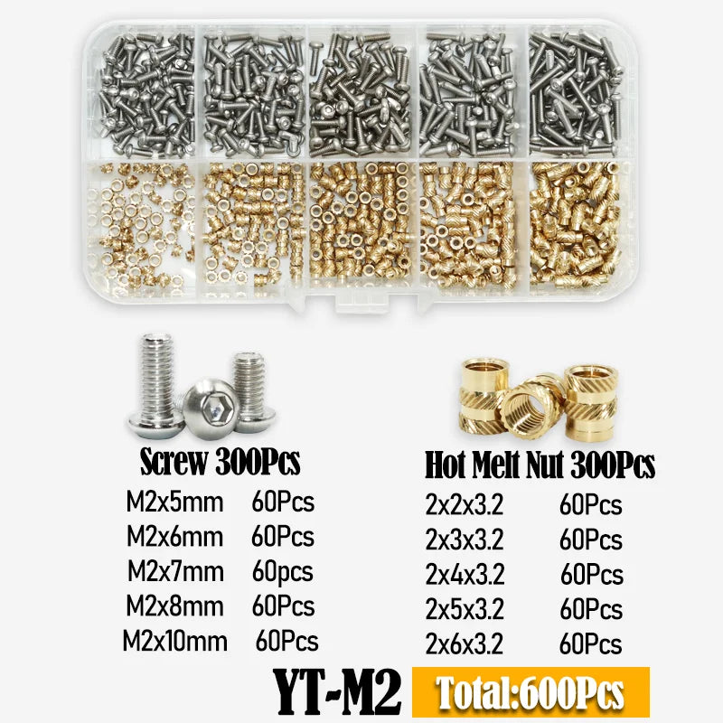 Allen Bolt Threaded Insert Nut Manual Implantation Heat Press Machine Plastic Insertion Brass Nuts and Machine Screws 3D Printer