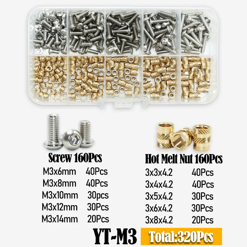 Allen Bolt Threaded Insert Nut Manual Implantation Heat Press Machine Plastic Insertion Brass Nuts and Machine Screws 3D Printer